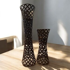Artistic Openwork Metal Candle Holder Set